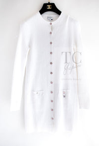 CHANEL 22PS White Cotton Lion Buttons Long Cardigan 36 シャネル ホワイト コットン ライオン ボタン ロング ニット カーディガン 即発