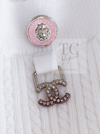 CHANEL 22PS White Cotton Lion Buttons Long Cardigan 36 シャネル ホワイト コットン ライオン ボタン ロング ニット カーディガン 即発