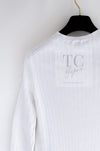 CHANEL 22PS White Cotton Lion Buttons Long Cardigan 36 シャネル ホワイト コットン ライオン ボタン ロング ニット カーディガン 即発