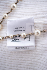 CHANEL 22PS White Cotton Lion Buttons Long Cardigan 36 シャネル ホワイト コットン ライオン ボタン ロング ニット カーディガン 即発