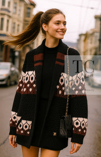 CHANEL 24PA Black Brown Cashmere Silk Knit Coat Cardigan 36 38 40 シャネル ブラック ブラウン カシミヤ シルク ニット コート カーディガン 即発