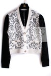 CHANEL 22C White Black Bird Pattern Cashmere Knit Cardigan 38 40 シャネル ホワイト ブラック トリ柄 カシミヤ ニット カーディガン 即発