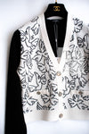 CHANEL 22C White Black Bird Pattern Cashmere Knit Cardigan 38 40 シャネル ホワイト ブラック トリ柄 カシミヤ ニット カーディガン 即発