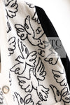 CHANEL 22C White Black Bird Pattern Cashmere Knit Cardigan 38 40 シャネル ホワイト ブラック トリ柄 カシミヤ ニット カーディガン 即発