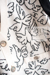 CHANEL 22C White Black Bird Pattern Cashmere Knit Cardigan 38 40 シャネル ホワイト ブラック トリ柄 カシミヤ ニット カーディガン 即発