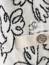 CHANEL 22C White Black Bird Pattern Cashmere Knit Cardigan 38 40 シャネル ホワイト ブラック トリ柄 カシミヤ ニット カーディガン 即発