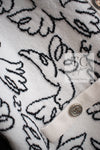CHANEL 22C White Black Bird Pattern Cashmere Knit Cardigan 38 40 シャネル ホワイト ブラック トリ柄 カシミヤ ニット カーディガン 即発