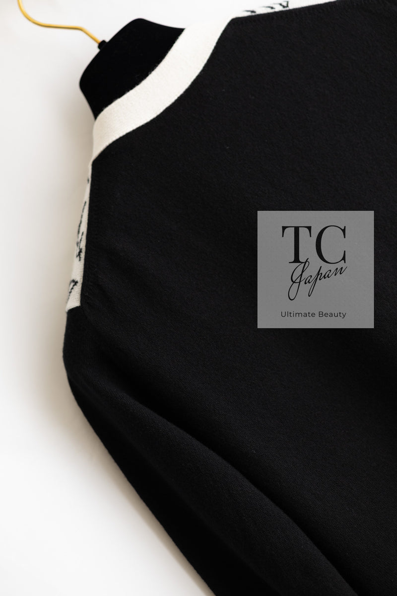 CHANEL 22C White Black Bird Pattern Cashmere Knit Cardigan 38 40 シャネル ホワイト ブラック トリ柄 カシミヤ ニット カーディガン 即発