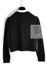 CHANEL 22C White Black Bird Pattern Cashmere Knit Cardigan 38 40 シャネル ホワイト ブラック トリ柄 カシミヤ ニット カーディガン 即発
