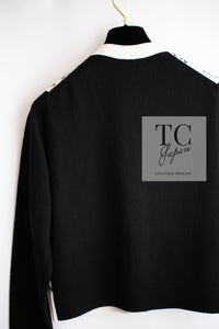 CHANEL 22C White Black Bird Pattern Cashmere Knit Cardigan 38 40 シャネル ホワイト ブラック トリ柄 カシミヤ ニット カーディガン 即発