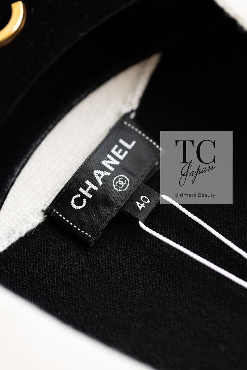 CHANEL 22C White Black Bird Pattern Cashmere Knit Cardigan 38 40 シャネル ホワイト ブラック トリ柄 カシミヤ ニット カーディガン 即発