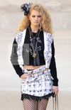 CHANEL 22C White Black Bird Pattern Cashmere Knit Cardigan 38 40 シャネル ホワイト ブラック トリ柄 カシミヤ ニット カーディガン 即発