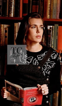 CHANEL 22C White Black Bird Pattern Cashmere Knit Cardigan 38 40 シャネル ホワイト ブラック トリ柄 カシミヤ ニット カーディガン 即発