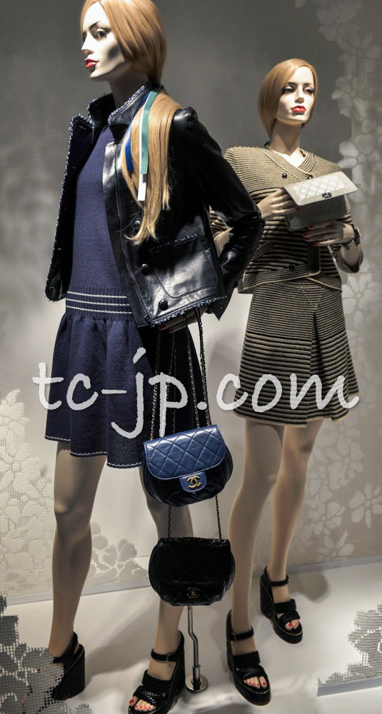 CHANEL 15S Red Blue Stripe Knit Cardigan 38 シャネル レッド ブルー ストライプ ニット カーディガン 即発