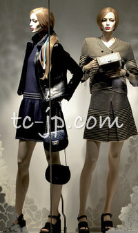 CHANEL 15S Red Blue Stripe Knit Cardigan 38 シャネル レッド ブルー ストライプ ニット カーディガン 即発