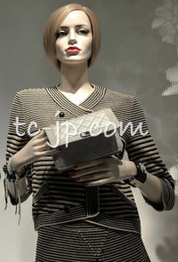 CHANEL 15S Red Blue Stripe Knit Cardigan 38 シャネル レッド ブルー ストライプ ニット カーディガン 即発