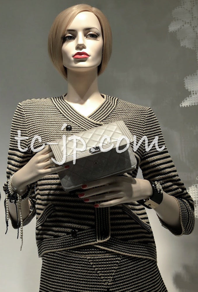 CHANEL 15S Red Blue Stripe Knit Cardigan 38 シャネル レッド ブルー ストライプ ニット カーディガン 即発