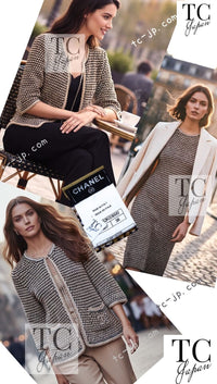 CHANEL 11S Champagne Gold Navy Knit Cardigan Dress 38 シャネル シャンパンゴールド ネイビー 女優の ニット カーディガン ワンピース 即発