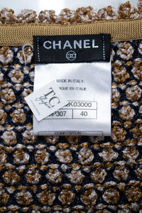 CHANEL 11S Champagne Gold Navy Knit Cardigan 38 40 シャネル シャンパンゴールド ネイビー 女優の ニット カーディガン 即発 - TC JAPAN