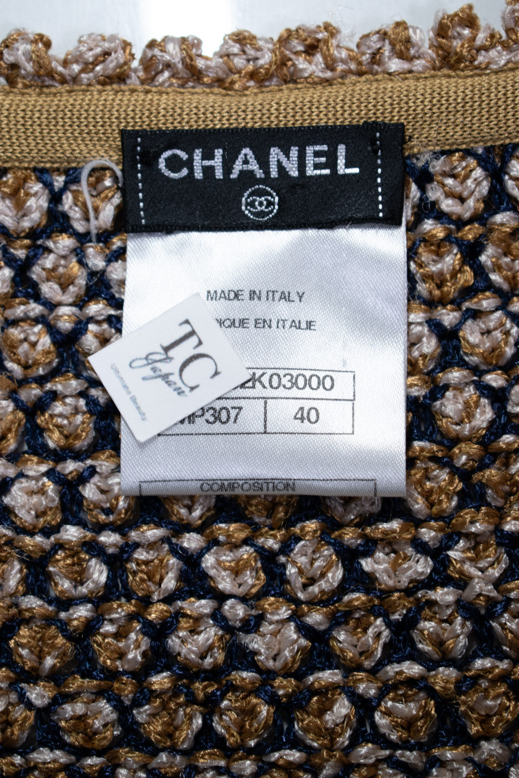 CHANEL 11S Champagne Gold Navy Knit Cardigan 38 40 シャネル シャンパンゴールド ネイビー 女優の ニット カーディガン 即発 - TC JAPAN