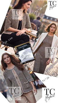 CHANEL 11S Champagne Gold Navy Knit Cardigan 38 40 シャネル シャンパンゴールド ネイビー 女優の ニット カーディガン 即発