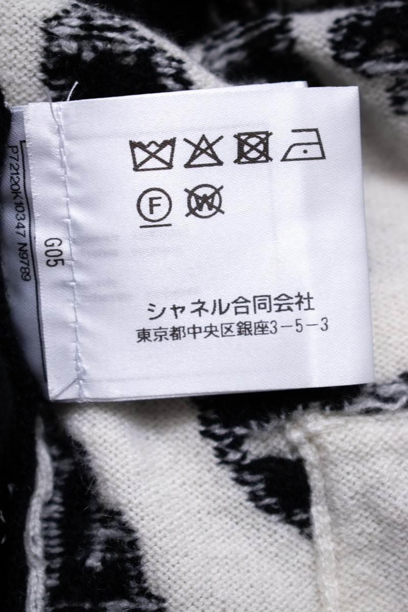 CHANEL 22C White Black Bird Pattern Cashmere Knit Cardigan 36 シャネル ホワイト ブラック トリ柄 カシミヤ ニット カーディガン 即発
