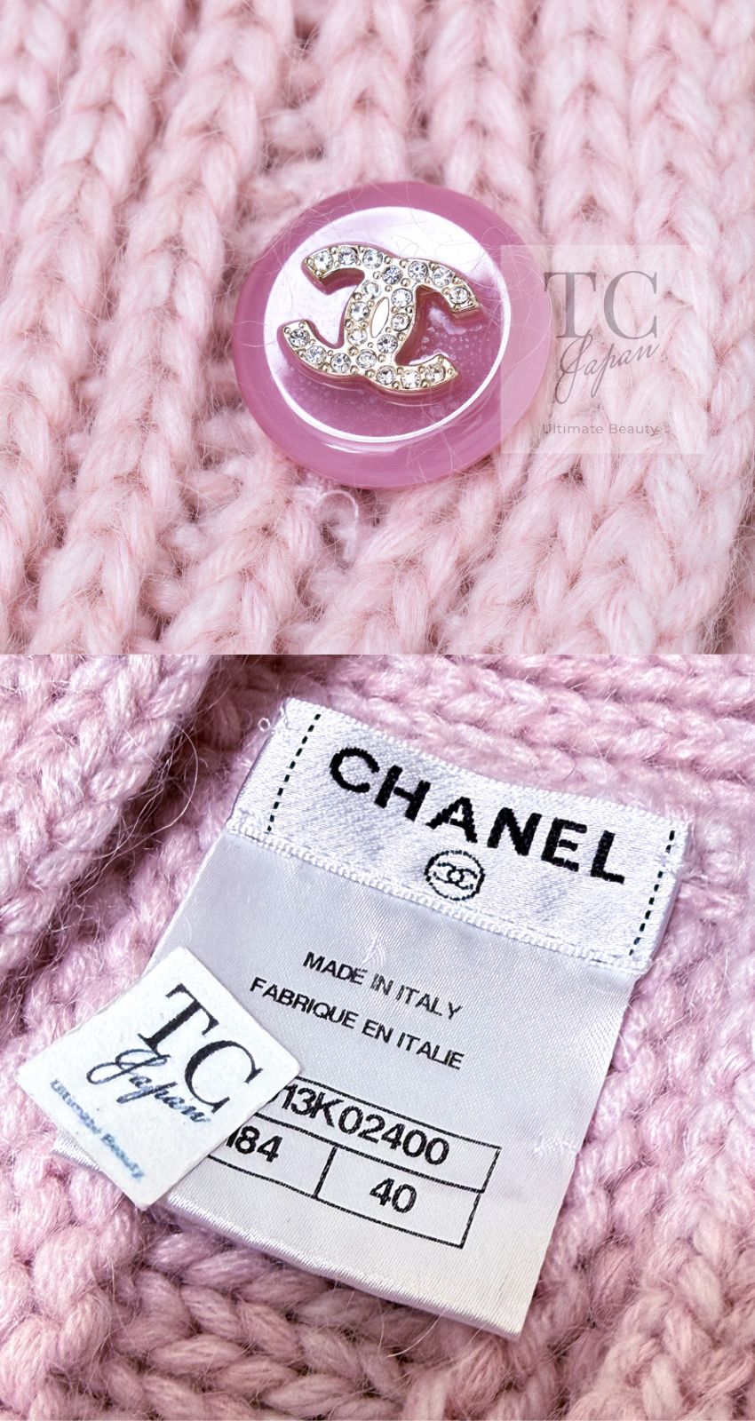 CHANEL 09A Pink Cashmere Dolman Sleeve CC Logo Buttons Knit Cardigan 40 42 44 シャネル ピンク カシミヤ ドルマンスリーブ ココボタン ニット カーディガン 即発
