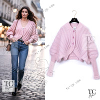 CHANEL 09A Pink Cashmere Dolman Sleeve CC Logo Buttons Knit Cardigan 40 42 44 シャネル ピンク カシミヤ ドルマンスリーブ ココボタン ニット カーディガン 即発
