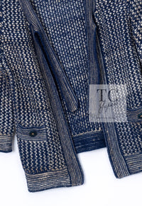 CHANEL 07S Navy Beige Silk Cotton Cashmere CC Logo Button Knit Cardigan 34 36 シャネル ネイビー ベージュ シルク コットン カシミヤ CC ココボタン ニット カーディガン 即発