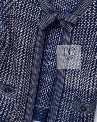CHANEL 07S Navy Beige Silk Cotton Cashmere CC Logo Button Knit Cardigan 34 36 シャネル ネイビー ベージュ シルク コットン カシミヤ CC ココボタン ニット カーディガン 即発