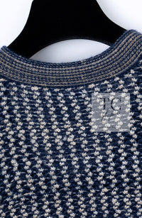 CHANEL 07S Navy Beige Silk Cotton Cashmere CC Logo Button Knit Cardigan 34 36 シャネル ネイビー ベージュ シルク コットン カシミヤ CC ココボタン ニット カーディガン 即発