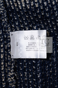 CHANEL 07S Navy Beige Silk Cotton Cashmere CC Logo Button Knit Cardigan 34 36 シャネル ネイビー ベージュ シルク コットン カシミヤ CC ココボタン ニット カーディガン 即発