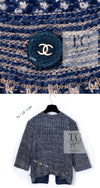 CHANEL 07S Navy Beige Silk Cotton Cashmere CC Logo Button Knit Cardigan 34 36 シャネル ネイビー ベージュ シルク コットン カシミヤ CC ココボタン ニット カーディガン 即発