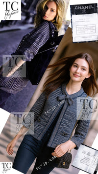 CHANEL 07S Navy Beige Silk Cotton Cashmere CC Logo Button Knit Cardigan 34 36 シャネル ネイビー ベージュ シルク コットン カシミヤ CC ココボタン ニット カーディガン 即発