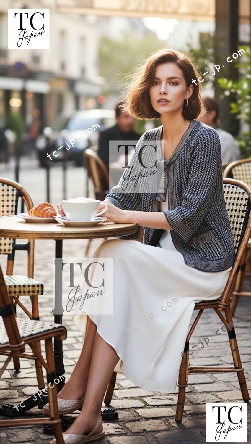 CHANEL 07S Navy Beige Silk Cotton Cashmere CC Logo Button Knit Cardigan 34 36 シャネル ネイビー ベージュ シルク コットン カシミヤ CC ココボタン ニット カーディガン 即発