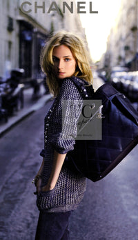 CHANEL 07S Navy Beige Silk Cotton Cashmere CC Logo Button Knit Cardigan 34 36 シャネル ネイビー ベージュ シルク コットン カシミヤ CC ココボタン ニット カーディガン 即発