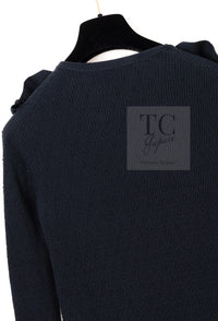 CHANEL 16S Black Cotton Silk Cardigan Tops Sweater Set 36 シャネル ブラック コットン シルク カーディガン トップス セーター セット 即発