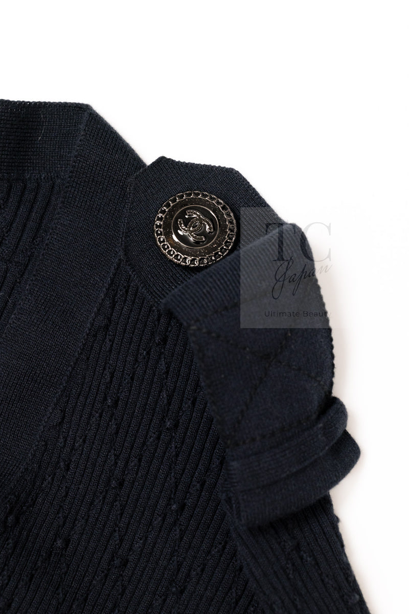 CHANEL 16S Black Cotton Silk Cardigan Tops Sweater Set 36 シャネル ブラック コットン シルク カーディガン トップス セーター セット 即発