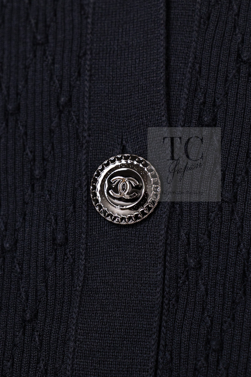 CHANEL 16S Black Cotton Silk Cardigan Tops Sweater Set 36 シャネル ブラック コットン シルク カーディガン トップス セーター セット 即発