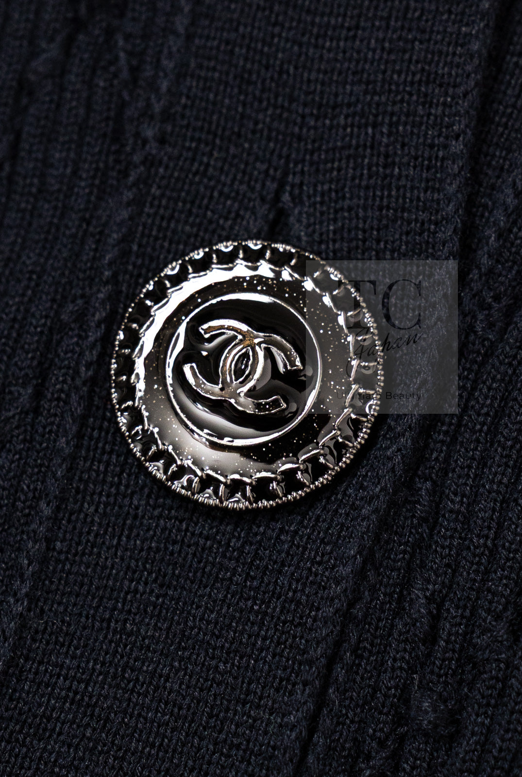 CHANEL 16S Black Cotton Silk Cardigan Tops Sweater Set 36 シャネル ブラック コットン シルク カーディガン トップス セーター セット 即発