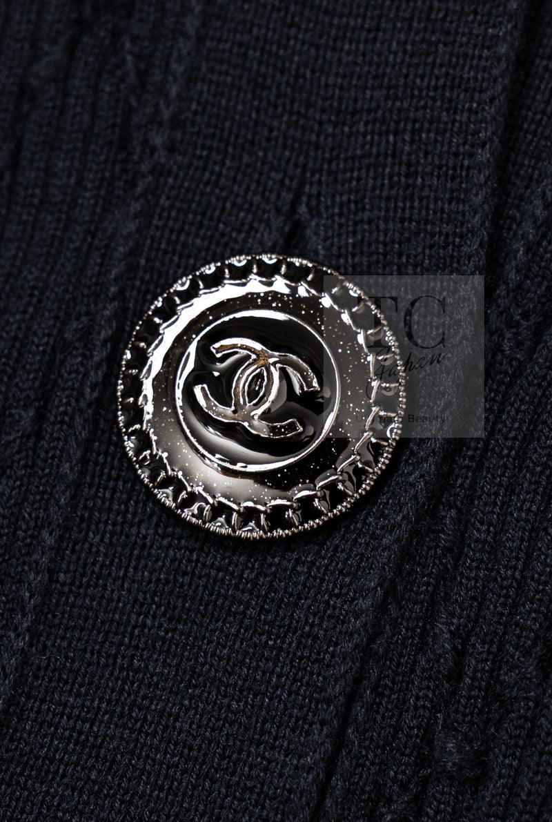 CHANEL 16S Black Cotton Silk Cardigan Tops Sweater Set 36 シャネル ブラック コットン シルク カーディガン トップス セーター セット 即発