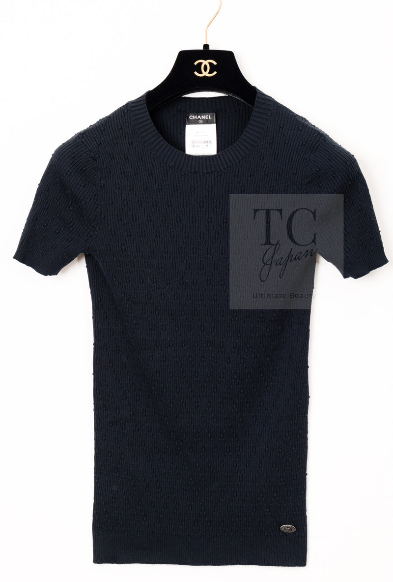 CHANEL 16S Black Cotton Silk Cardigan Tops Sweater Set 36 シャネル ブラック コットン シルク カーディガン トップス セーター セット 即発