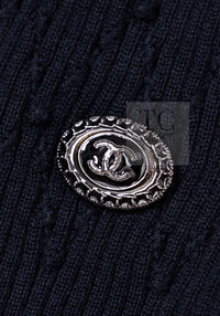 CHANEL 16S Black Cotton Silk Cardigan Tops Sweater Set 36 シャネル ブラック コットン シルク カーディガン トップス セーター セット 即発