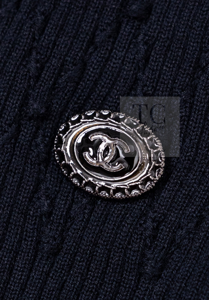 CHANEL 16S Black Cotton Silk Cardigan Tops Sweater Set 36 シャネル ブラック コットン シルク カーディガン トップス セーター セット 即発