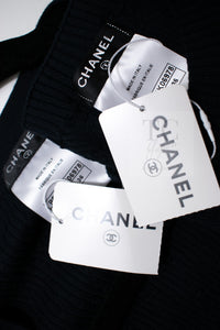 CHANEL 16S Black Cotton Silk Cardigan Tops Sweater Set 36 シャネル ブラック コットン シルク カーディガン トップス セーター セット