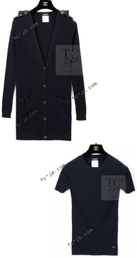 CHANEL 16S Black Cotton Silk Cardigan Tops Sweater Set 36 シャネル ブラック コットン シルク カーディガン トップス セーター セット 即発