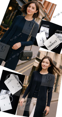CHANEL 16S Black Cotton Silk Cardigan Tops Sweater Set 36 シャネル ブラック コットン シルク カーディガン トップス セーター セット 即発