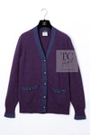 CHANEL 14B Plum Purple Lion Button Cashmere 100 Knit Cardigan 38 シャネル プラム パープル ライオンボタン カシミヤ 100 ニット カーディガン 即発