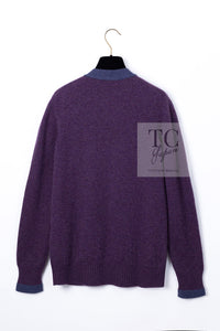 CHANEL 14B Plum Purple Lion Button Cashmere 100 Knit Cardigan 38 シャネル プラム パープル ライオンボタン カシミヤ 100 ニット カーディガン 即発