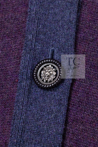 CHANEL 14B Plum Purple Lion Button Cashmere 100 Knit Cardigan 38 シャネル プラム パープル ライオンボタン カシミヤ 100 ニット カーディガン 即発